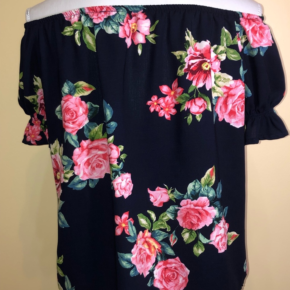 Navy blue off the shoulder blouse